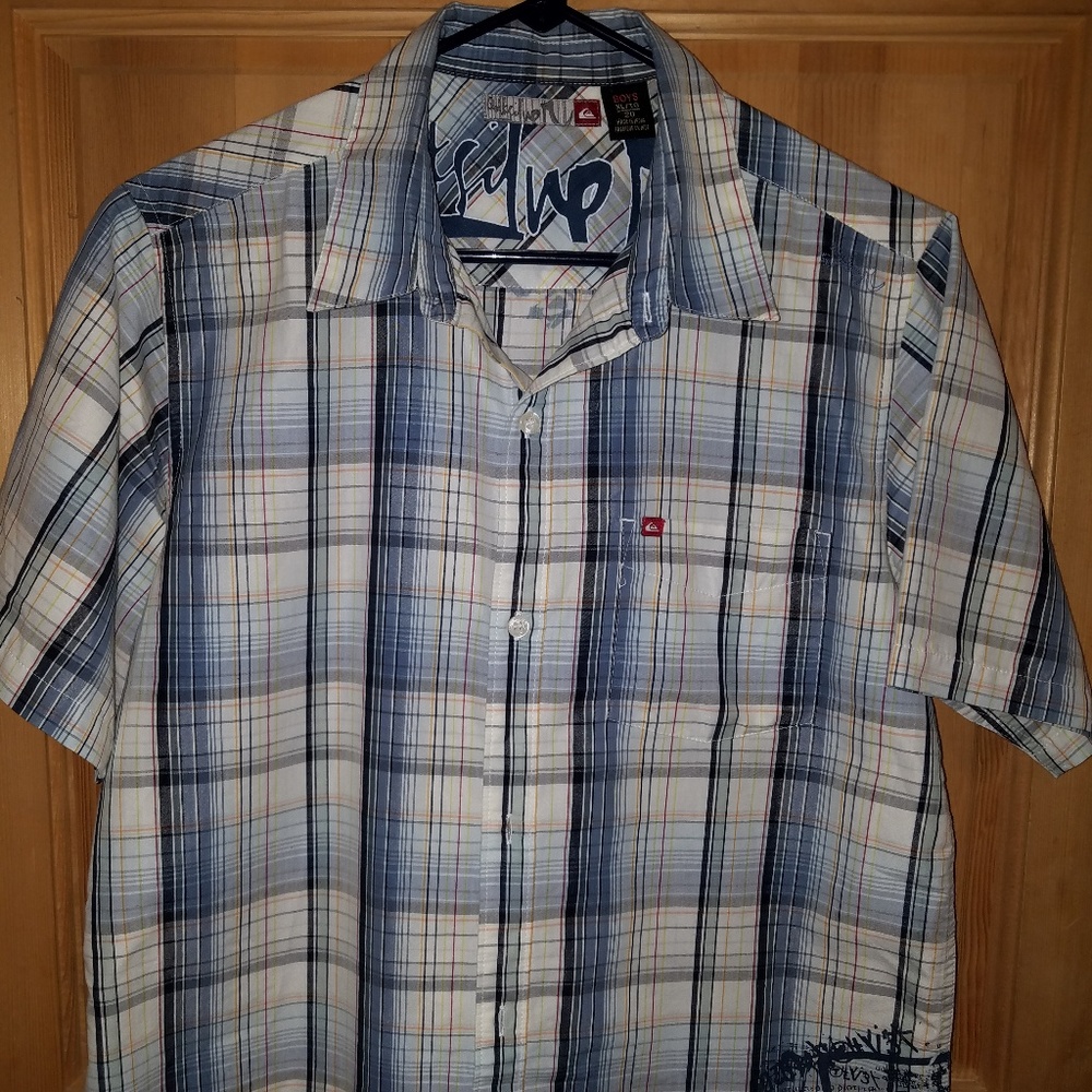 Quicksilver Boys Button Down Shirt XL Sz 20 Plaid